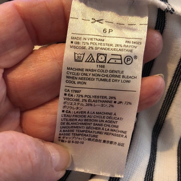 Banana Republic Black and White Stripe Waisted Short Sleeve Sheath Knit Dress - Picture 12 of 12